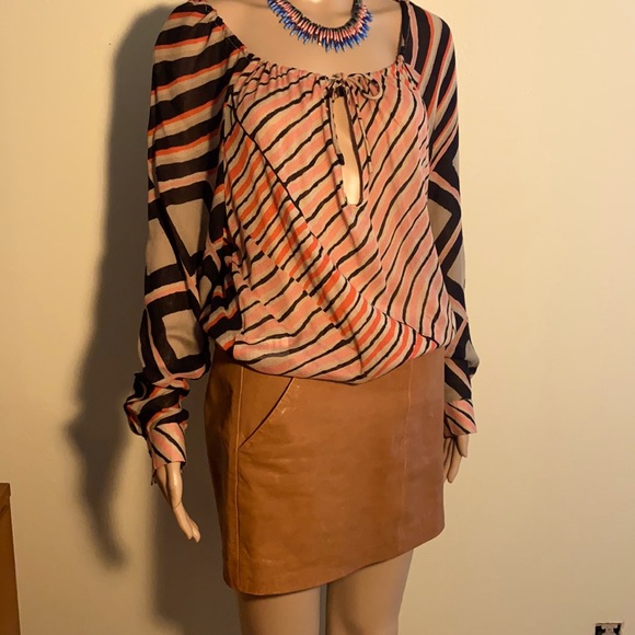 Thakoon Dress Tan Lambskin Leather skirt size 2-4 - Picture 1 of 10